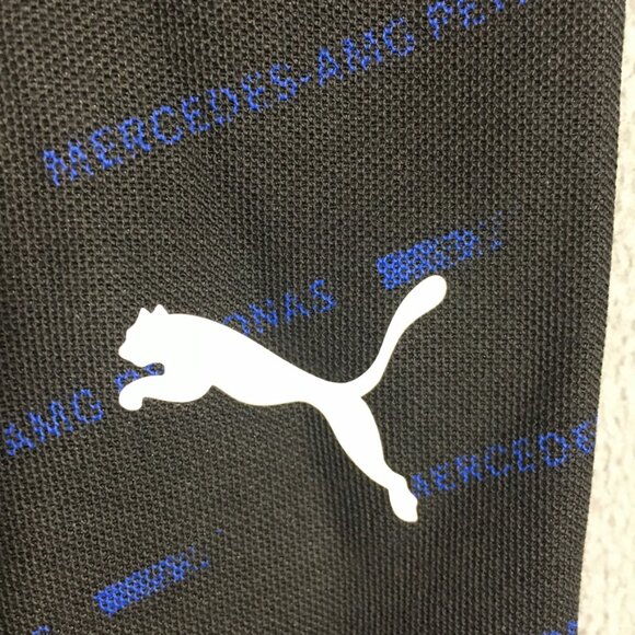 PUMA MAPF1 AOP Mens Medium Polo Shirt Short Sleeve Black Mercedes Benz Print NWT - Picture 6 of 16